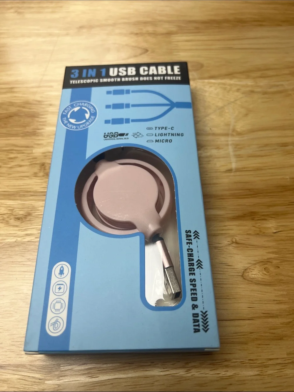3-in-1 Retractable USB Charging Cable - Pink